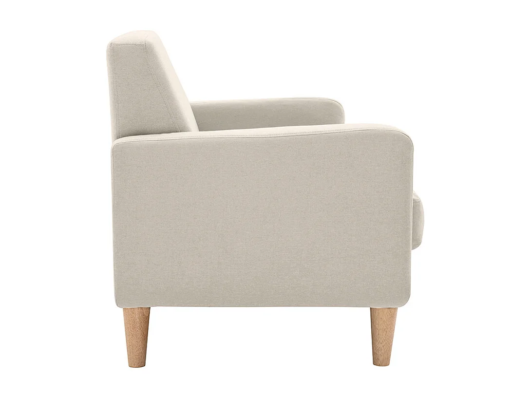 Canapé scandinave 2 places en tissu beige et bois clair LUNA