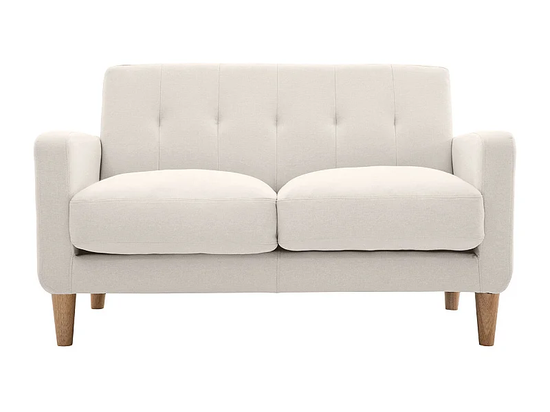 Canapé scandinave 2 places en tissu beige et bois clair LUNA