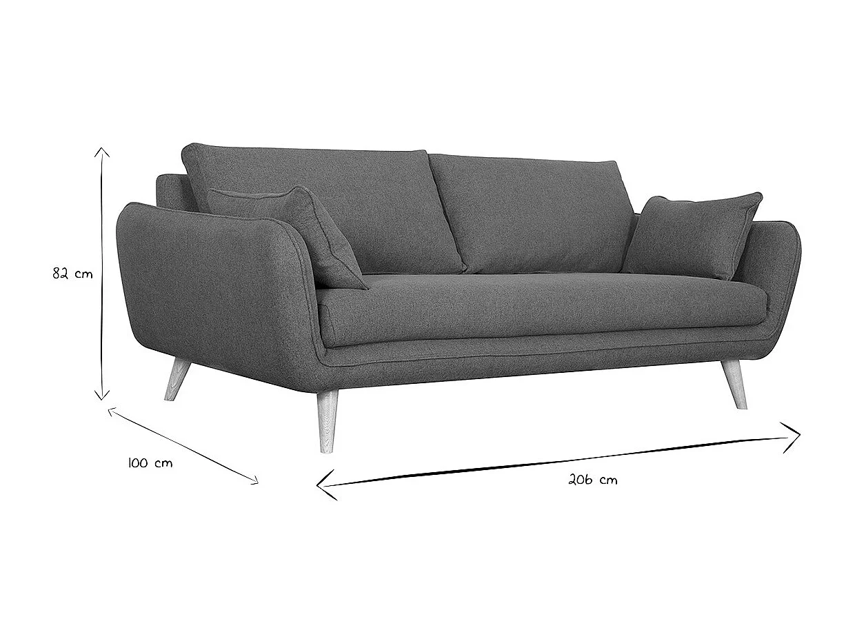 Sofá nórdico 3 plazas antracita CREEP