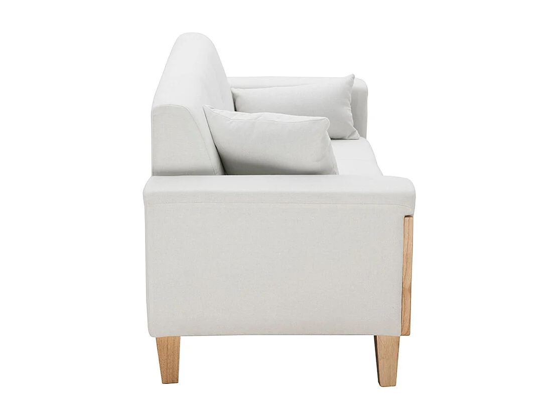 Sofá diseño 3 plazas blanco roto patas madera FJORD