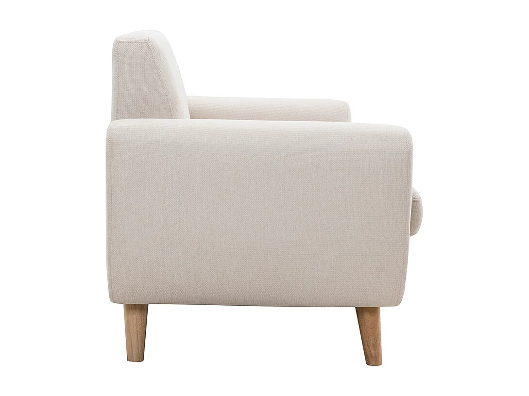 Sofá nórdico 2 plazas beige y madera de caucho maciza PURE