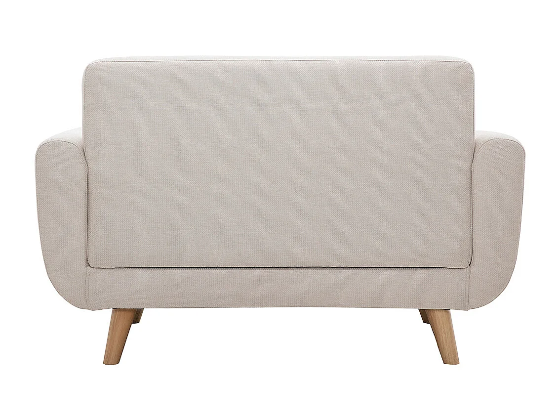 Sofá nórdico 2 plazas beige y madera de caucho maciza PURE