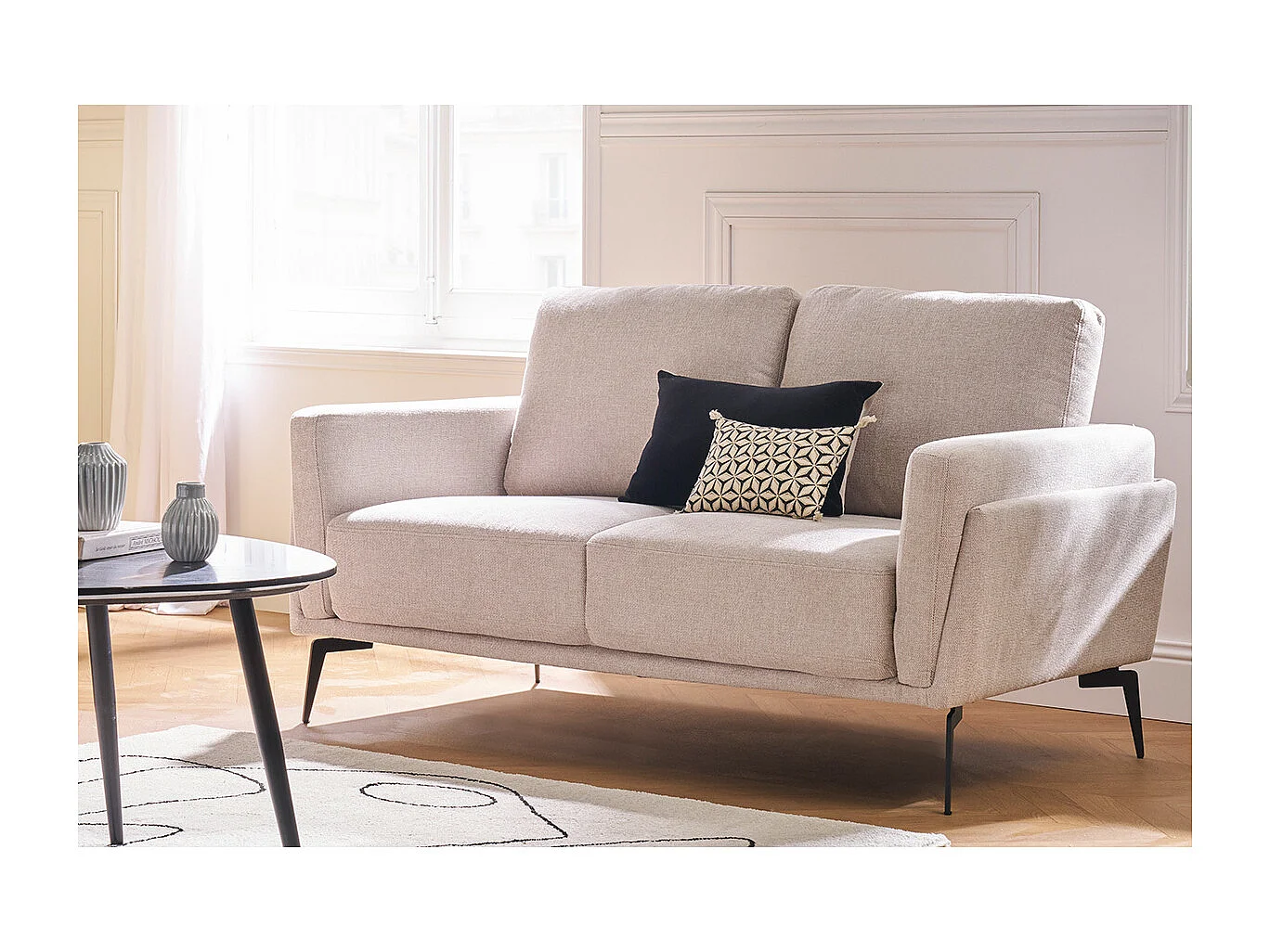 Design-Sofa mit grauem Stoff im Samtdesign 2-Sitzer MOSCO