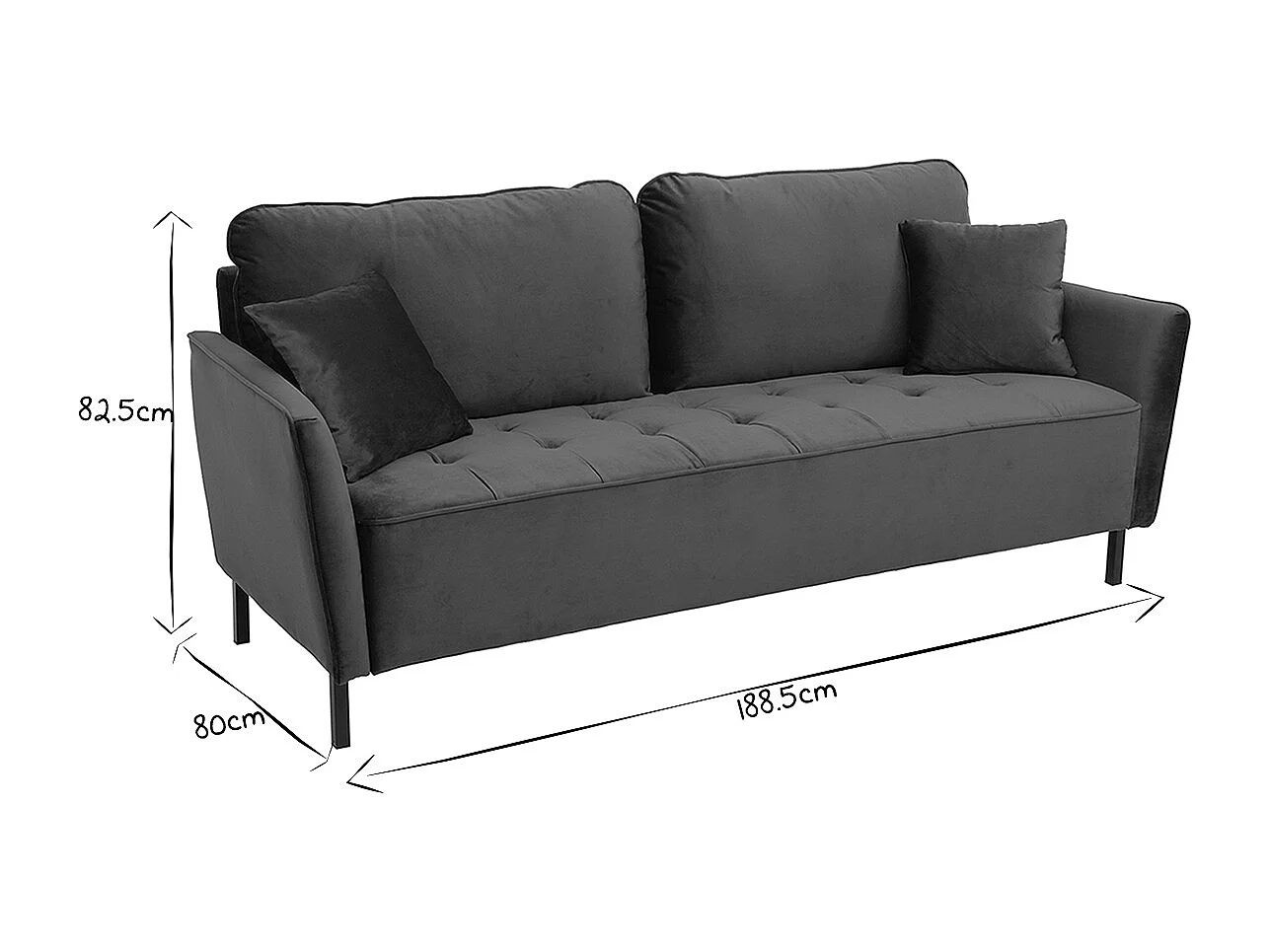 3-Sitzer-Sofa aus blauem Samt BEKA
