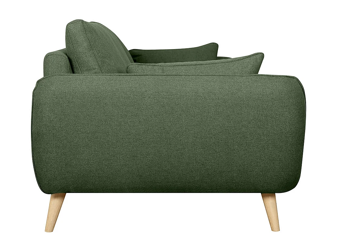 Canapé scandinave 3 places en tissu vert kaki et bois clair CREEP