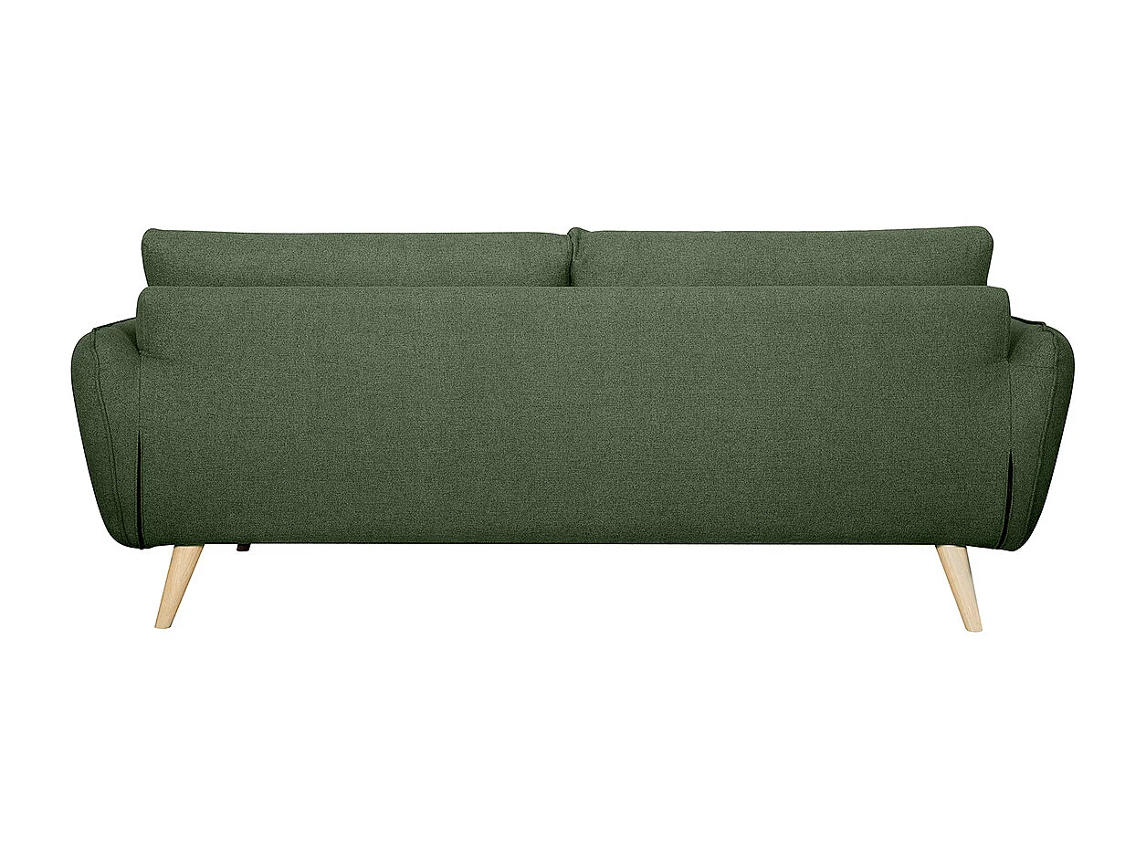 Canapé scandinave 3 places en tissu vert kaki et bois clair CREEP
