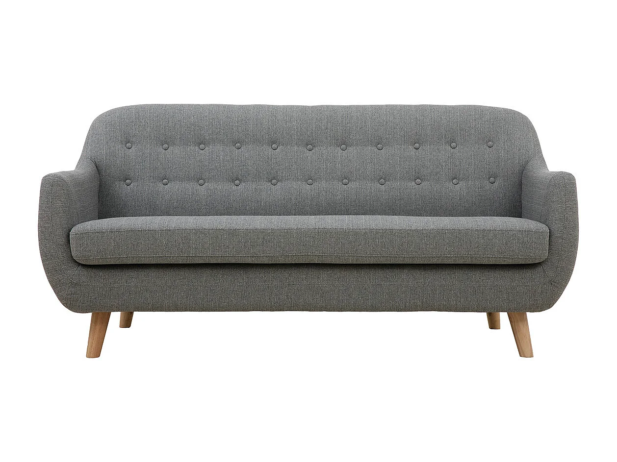Divano scandinavo 3 posti sfoderabile grigio chiaro e legno YNOK
