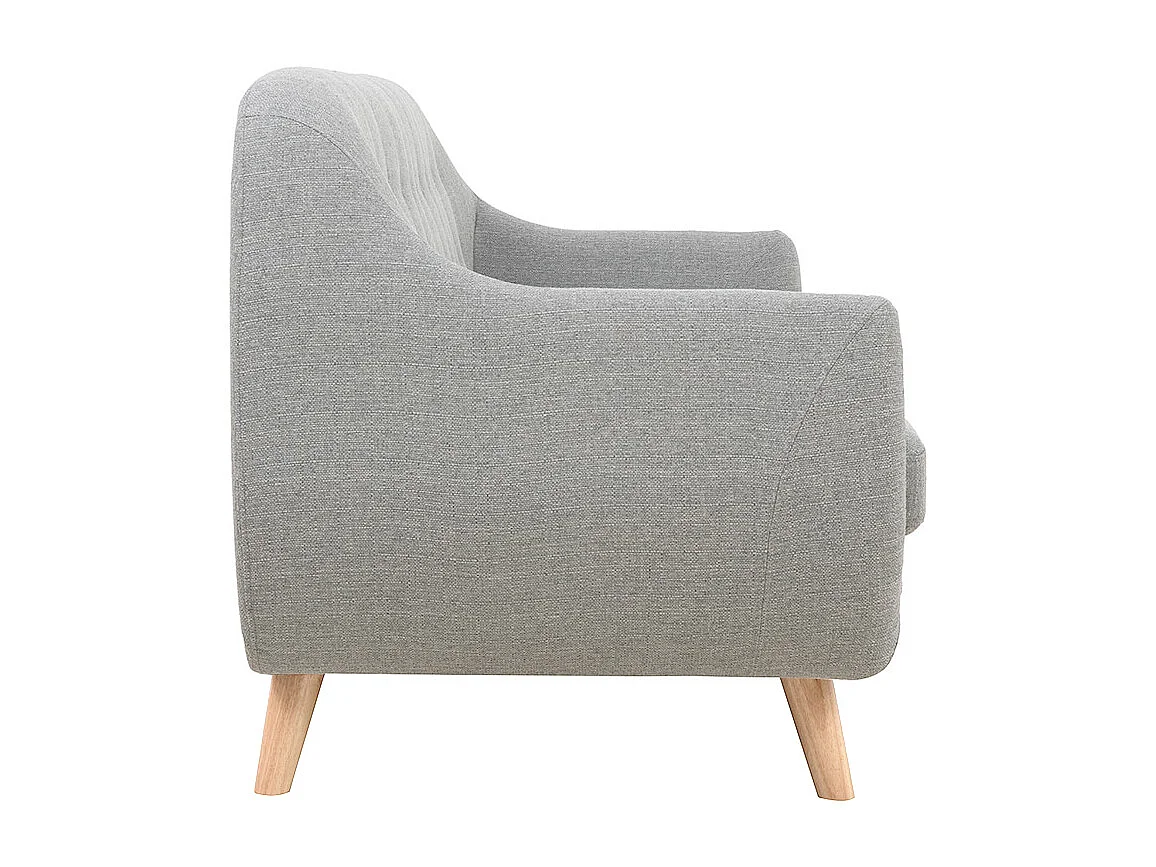 Canapé scandinave déhoussable 3 places en tissu gris clair et bois clair YNOK