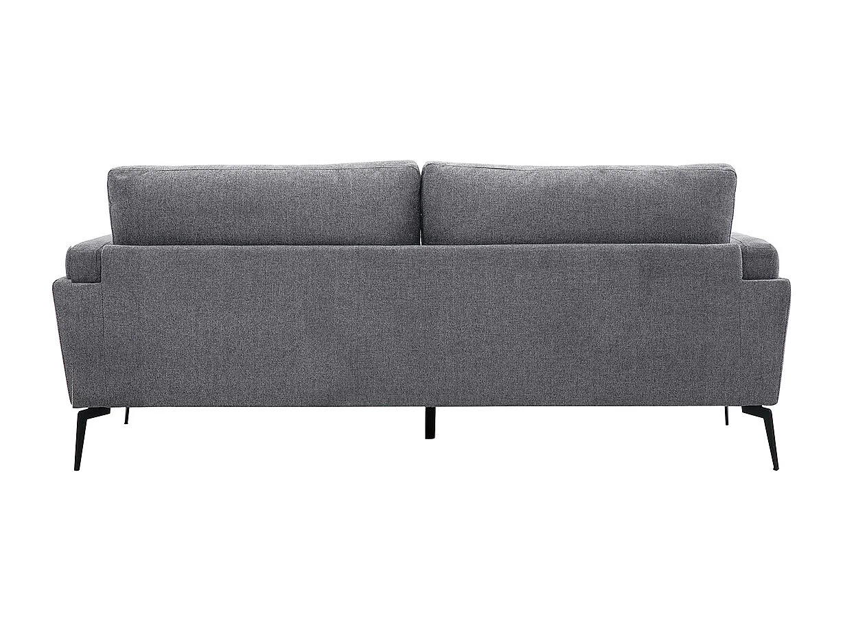 Canapé design 3 places en tissu effet velours texturé gris et métal noir MOSCO