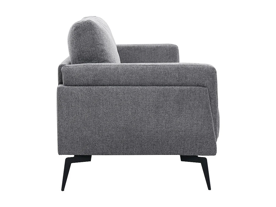 Canapé design 3 places en tissu effet velours texturé gris et métal noir MOSCO