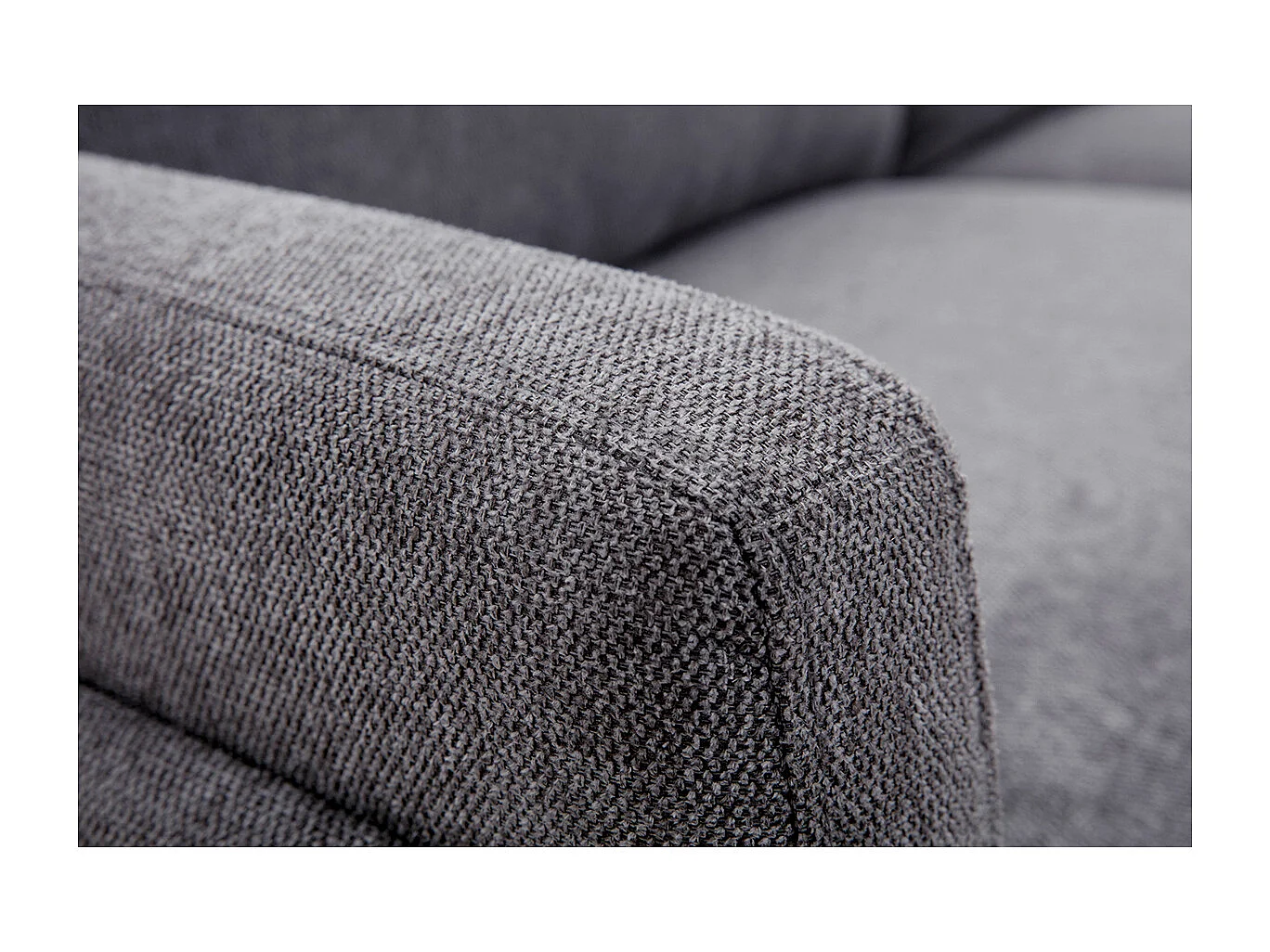 Canapé design 3 places en tissu effet velours texturé gris et métal noir MOSCO