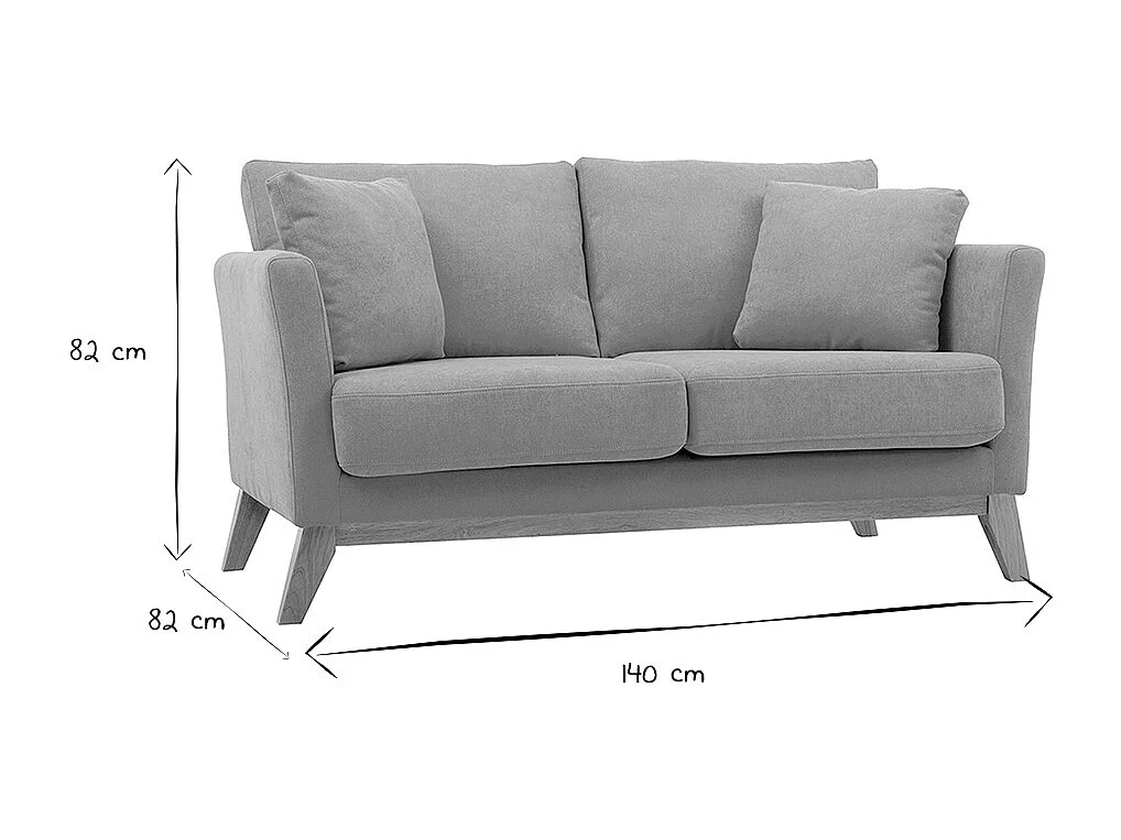 Canapé scandinave déhoussable 2 places en tissu effet velours jaune moutarde et bois clair OSLO