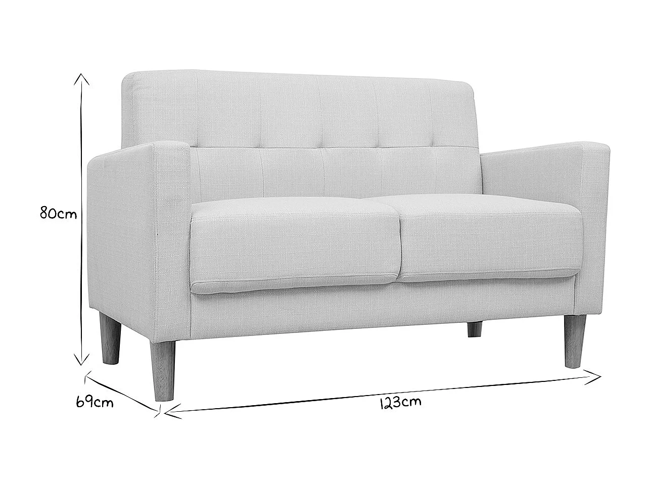 Canapé scandinave 2 places en tissu beige et bois clair MOON