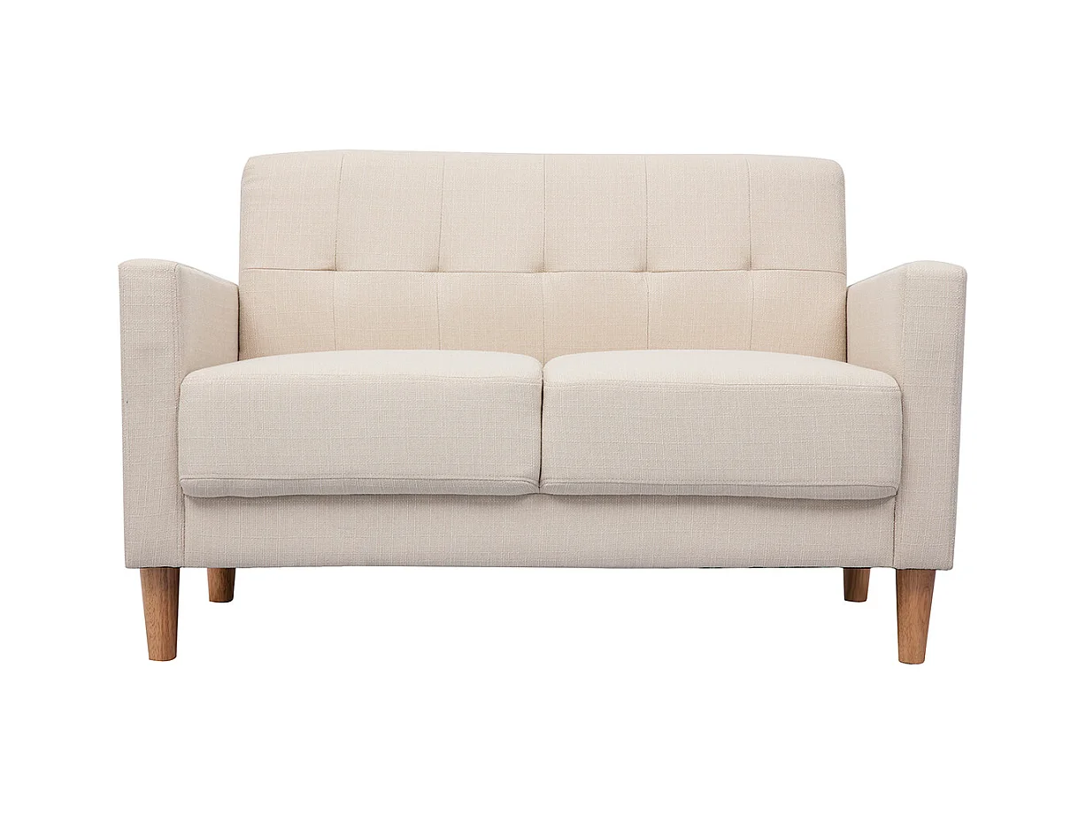 Canapé scandinave 2 places en tissu beige et bois clair MOON