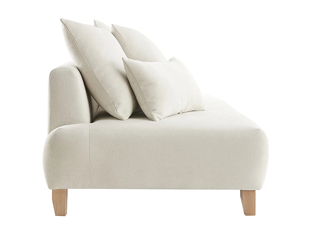 Canapé 3 places en tissu effet velours texturé beige et bois clair L200 cm ODEON