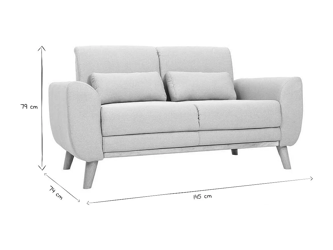 Design-Sofa 2 Plätze Stoff Grau Eichenbeine EKTOR