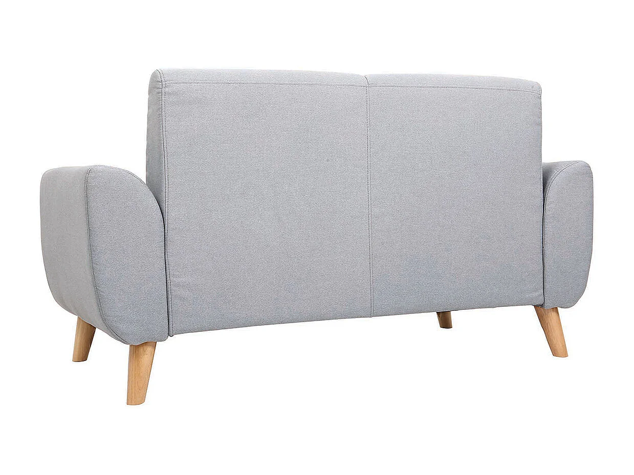 Canapé scandinave 2 places en tissu gris clair et bois clair EKTOR