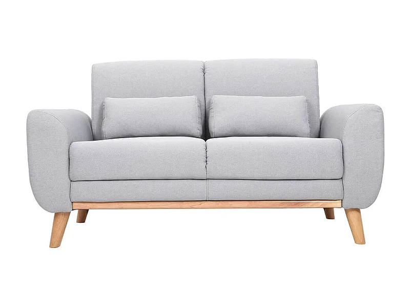 Canapé scandinave 2 places en tissu gris clair et bois clair EKTOR
