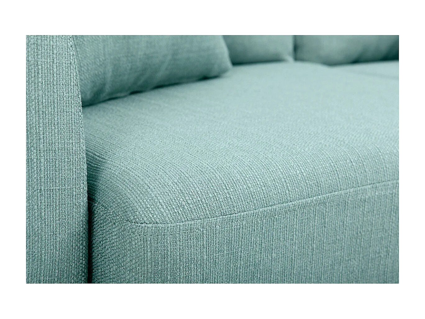 Canapé scandinave déhoussable 2 places en tissu vert lagon et bois clair OSLO