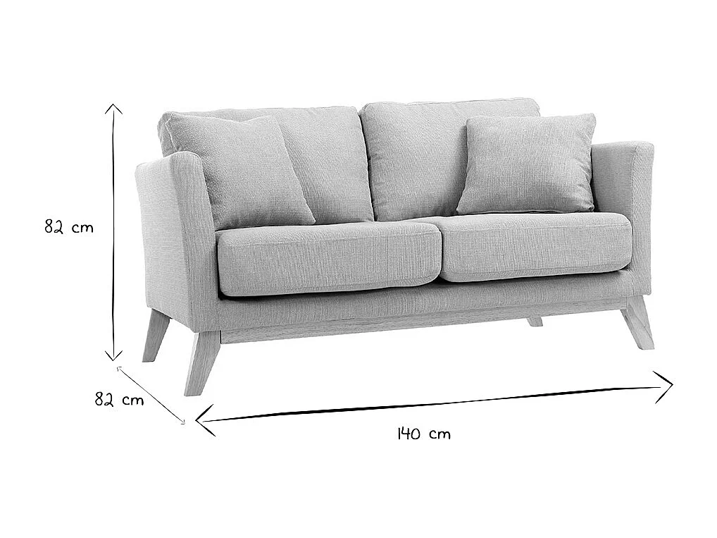 Canapé scandinave déhoussable 2 places en tissu vert lagon et bois clair OSLO