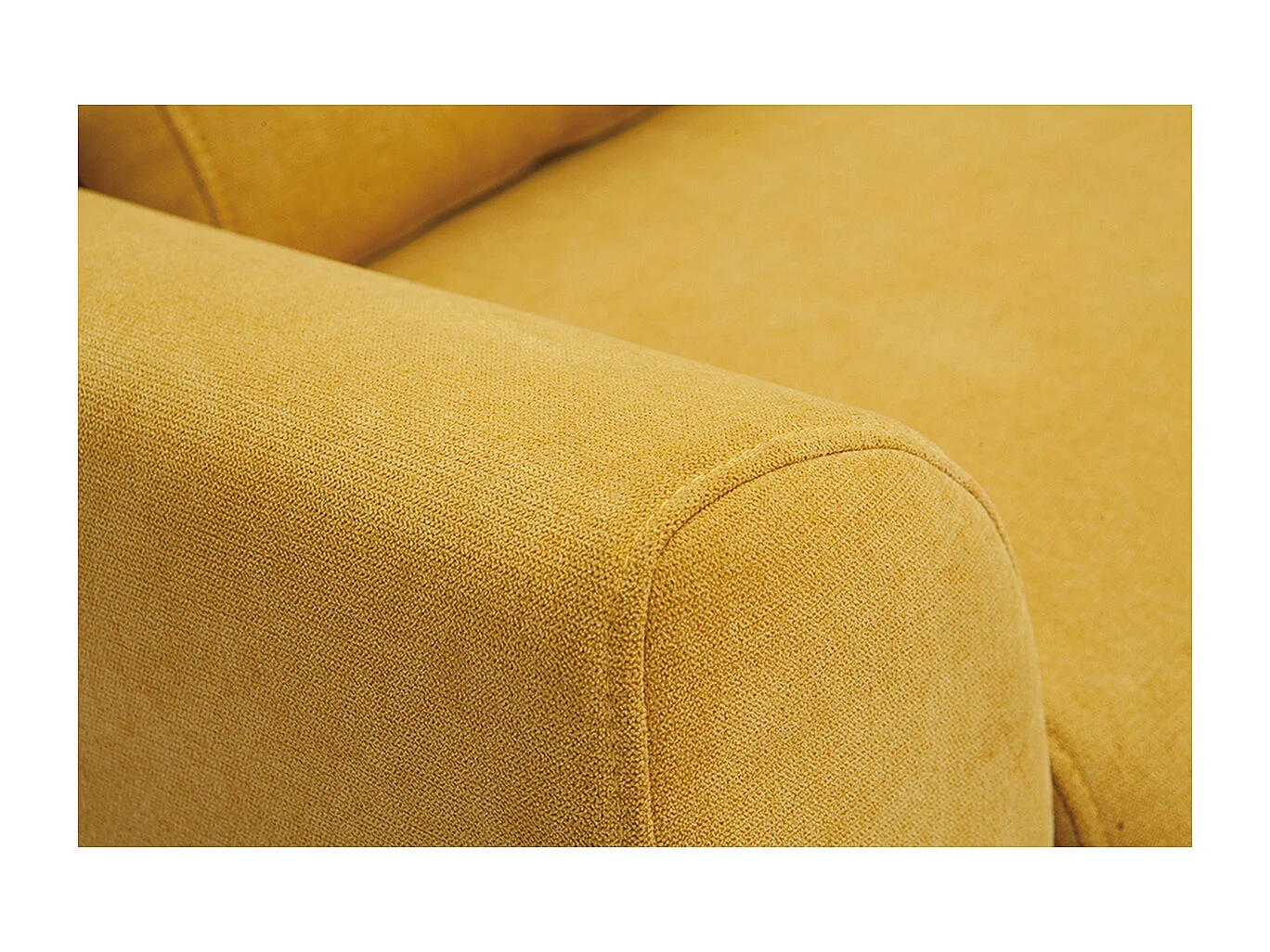 Canapé scandinave 2 places en tissu effet velours jaune moutarde et bois clair EKTOR