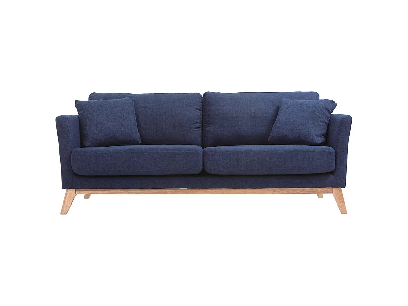 Sofa skandinavisch 3 Plätze Dunkelblau Holzbeine OSLO