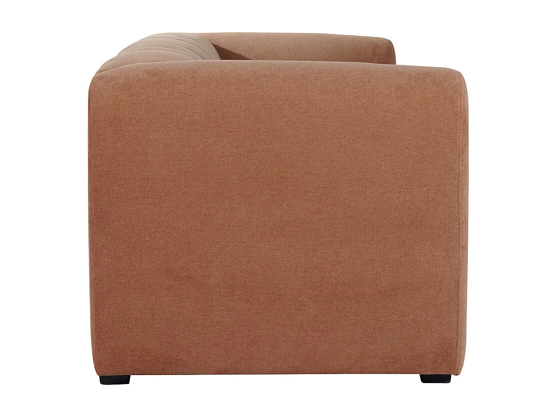 Canapé design en tissu effet velours terre brûlée 3-4 places OLIVEIRO