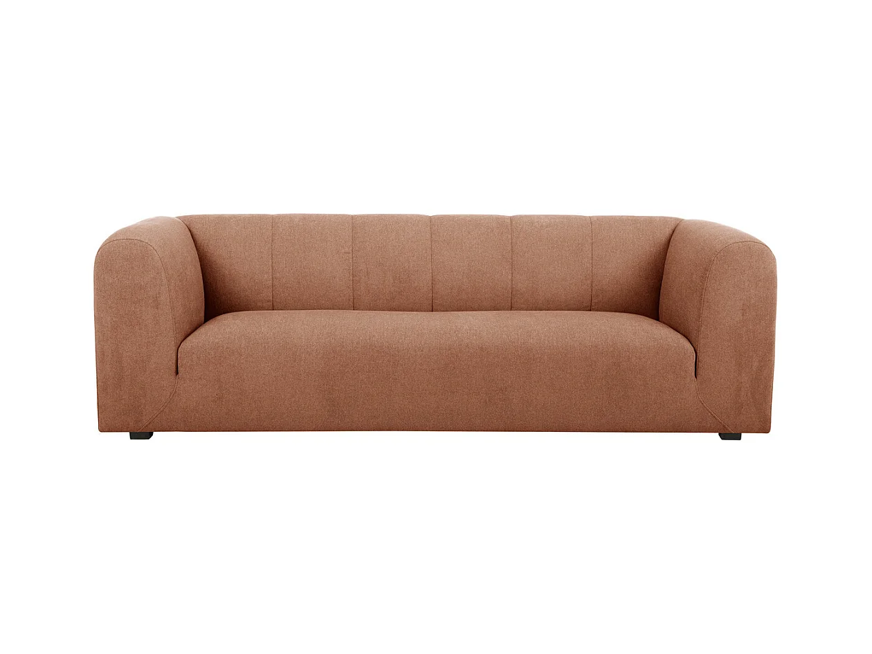 Divano design in tessuto effetto velluto color terracotta 3-4 posti OLIVEIRO