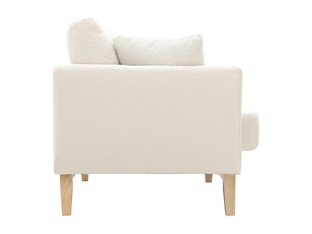 Skandinavisches 2-Sitzer-Sofa mit abnehmbarem Bezug in Weiß mit Bouclé-Wolleffekt und Holzfüßen OSLO