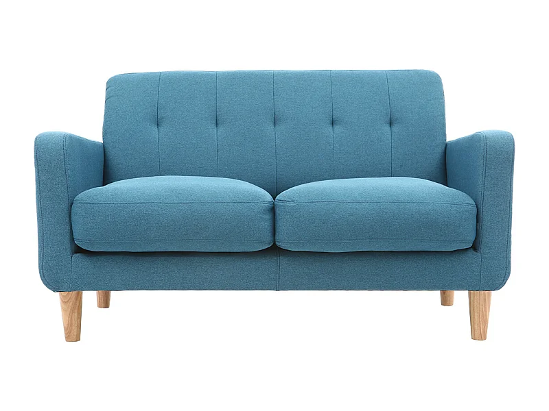 Divano design scandinavo a 2 posti tessuto blu anatra LUNA