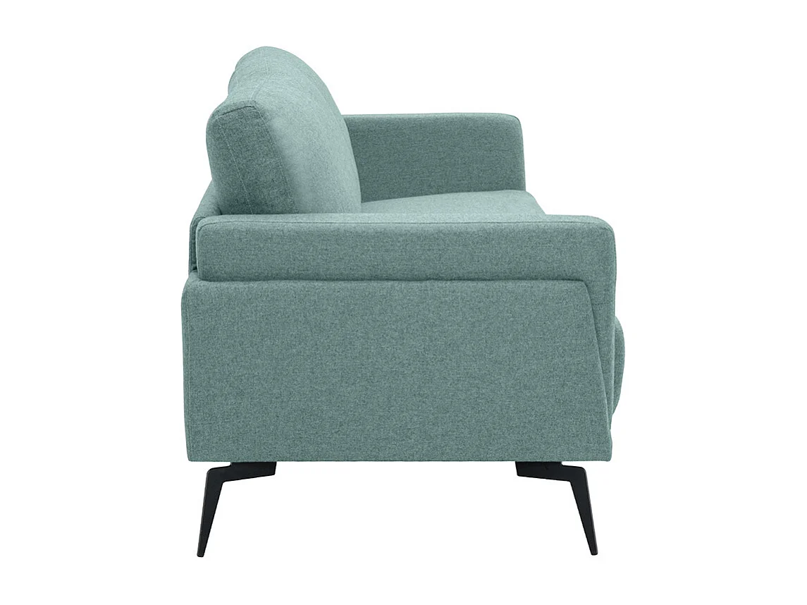 Sofá moderno 3 plazas de tela efecto aterciopelado texturizado verde grisáceo y metal negro MOSCO