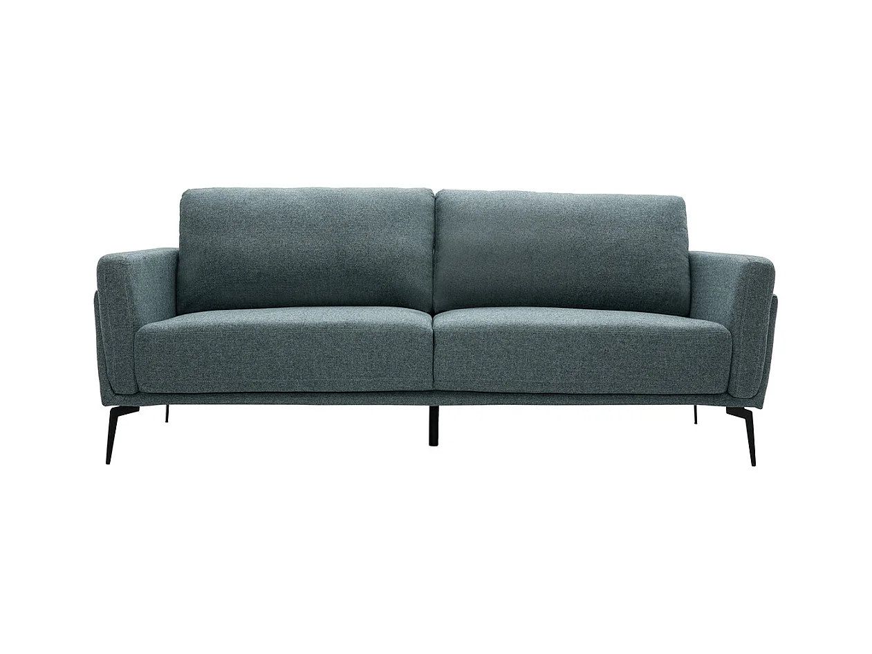 Canapé design 3 places en tissu vert de gris et métal noir MOSCO