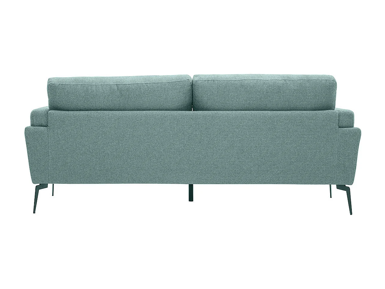 Sofá moderno 3 plazas de tela efecto aterciopelado texturizado verde grisáceo y metal negro MOSCO