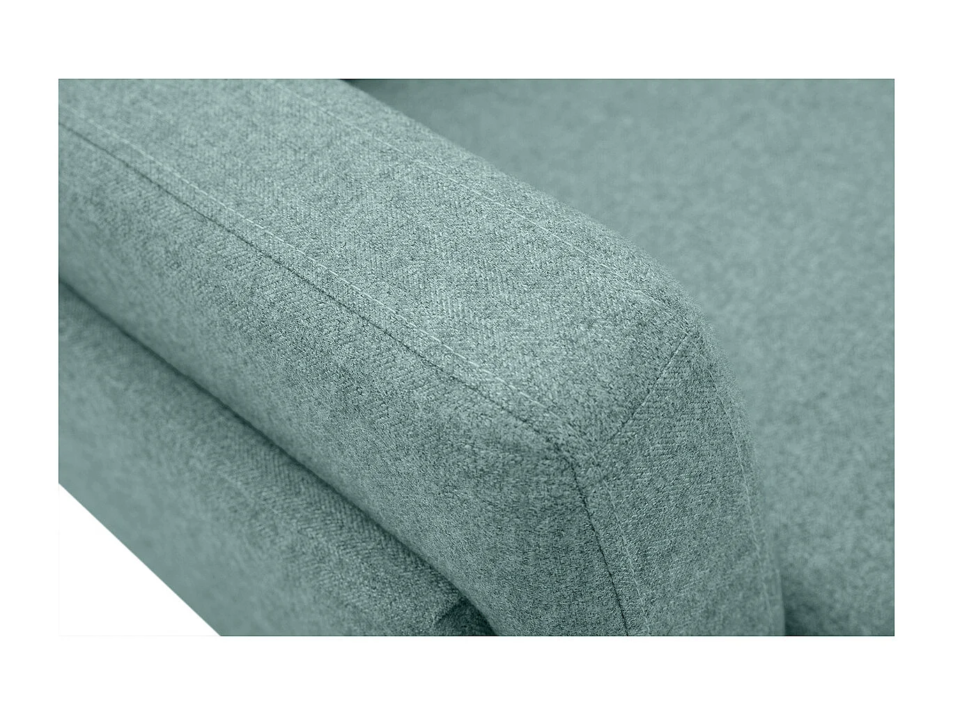 Sofá moderno 3 plazas de tela efecto aterciopelado texturizado verde grisáceo y metal negro MOSCO