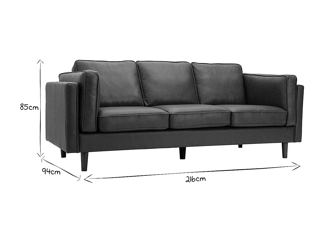 3-Sitzer-Sofa aus braunem Leder BRADLEY - Büffelleder