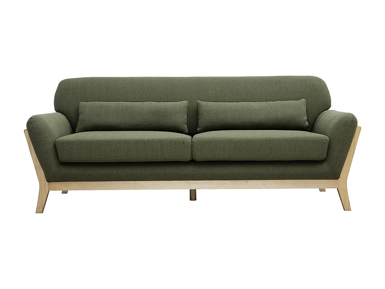 Sofá escandinavo 3 plazas gris patas madera YOKO