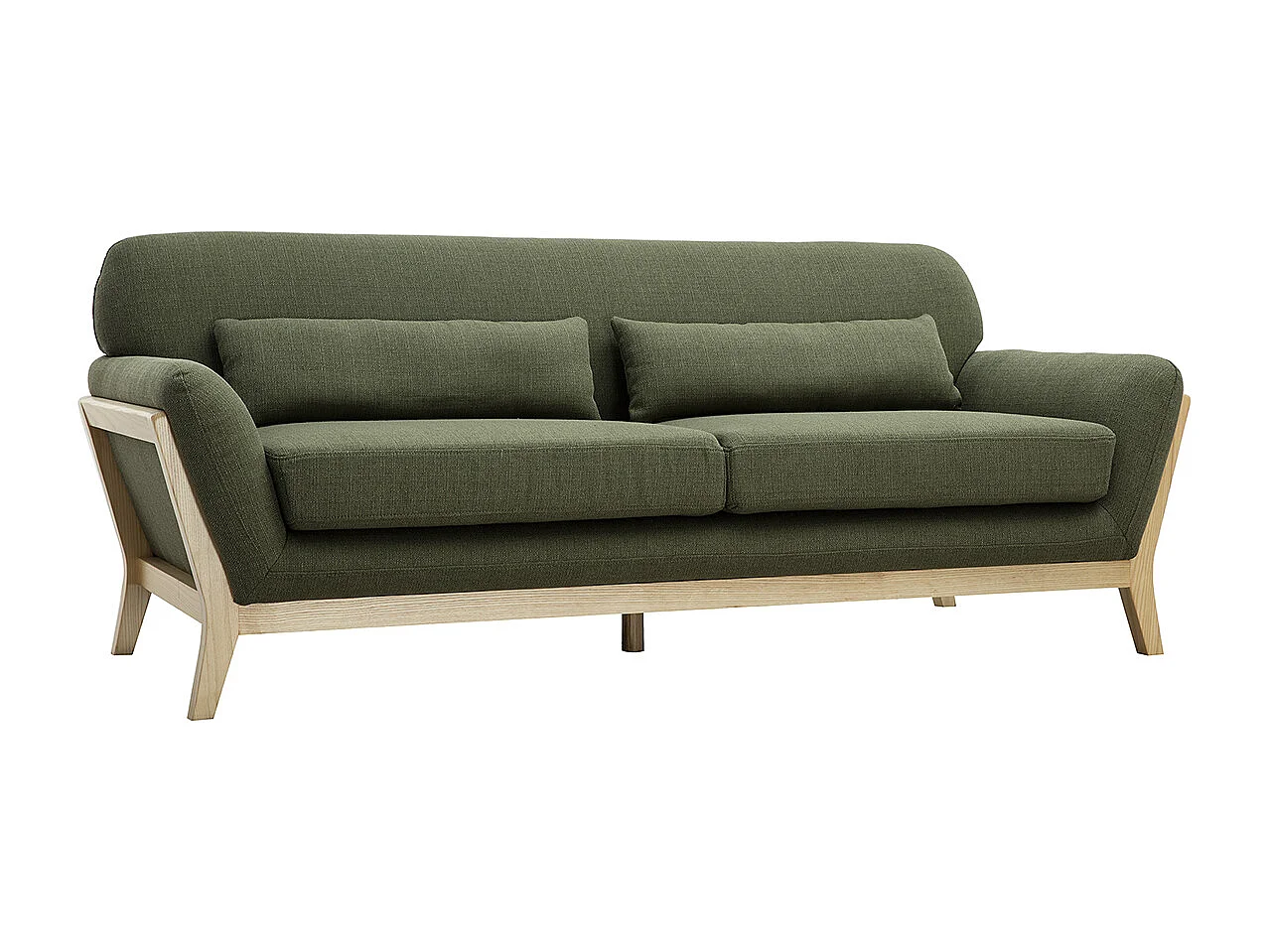 Sofá escandinavo 3 plazas gris patas madera YOKO