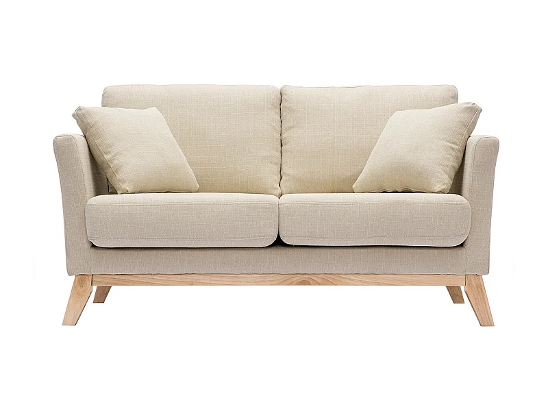 Divano scandinavo 2 posti beige e piedi in legno chiaro OSLO