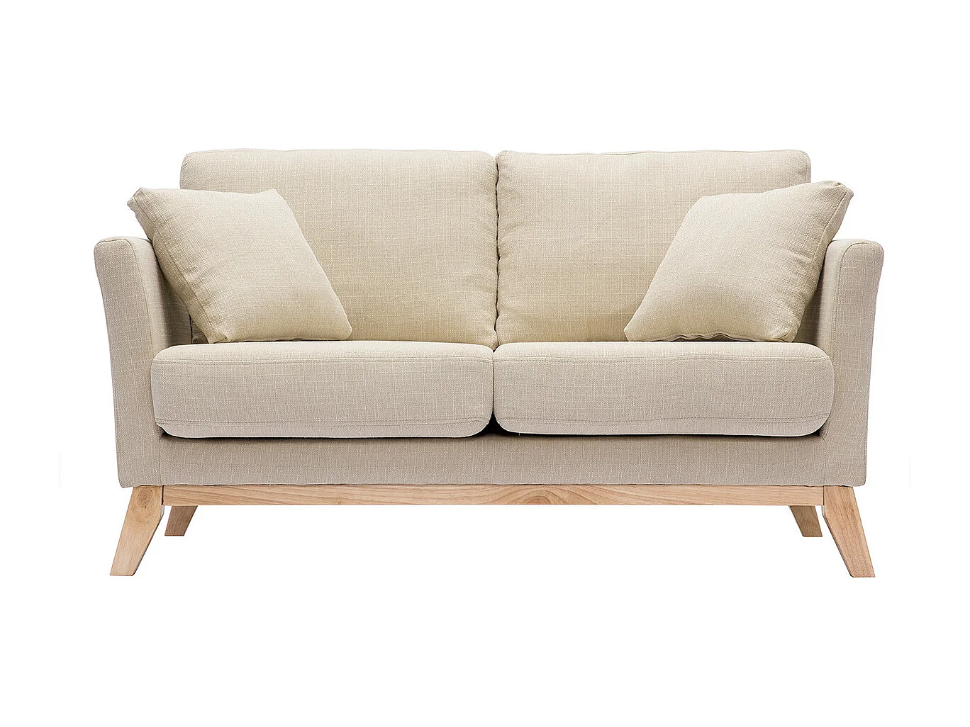 Sofa skandinavisch 2 Plätze Beige helle Holzbeine OSLO