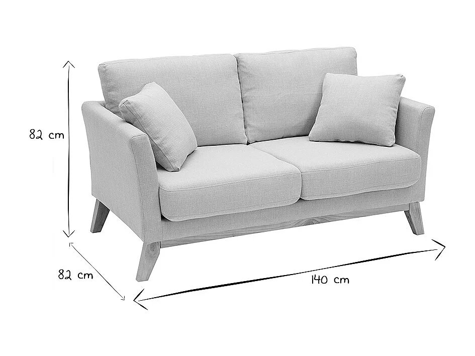 Sofa skandinavisch 2 Plätze Beige helle Holzbeine OSLO