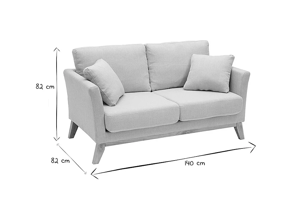 Sofá nórdico 2 plazas desenfundable tejido beige OSLO