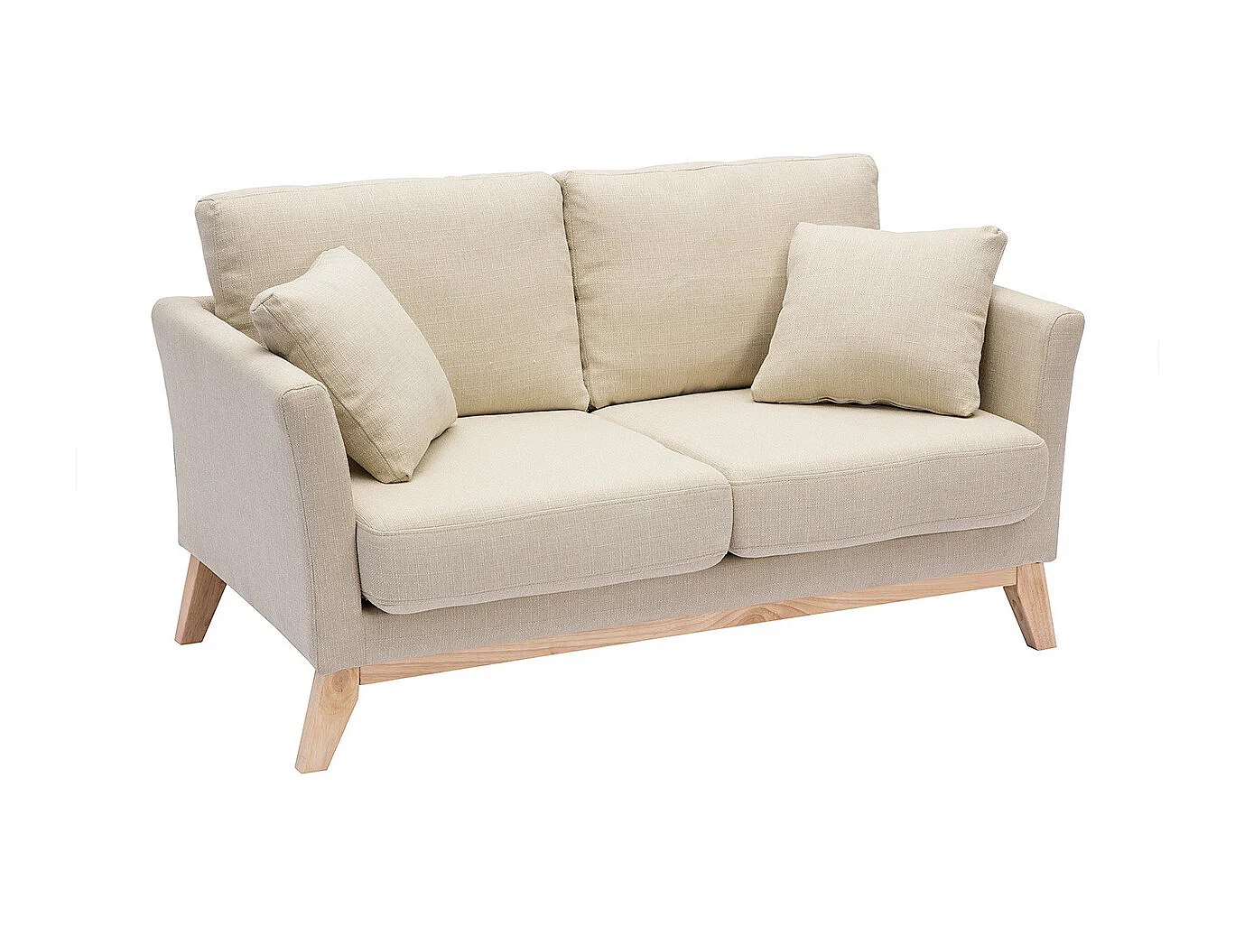 Divano scandinavo 2 posti beige e piedi in legno chiaro OSLO
