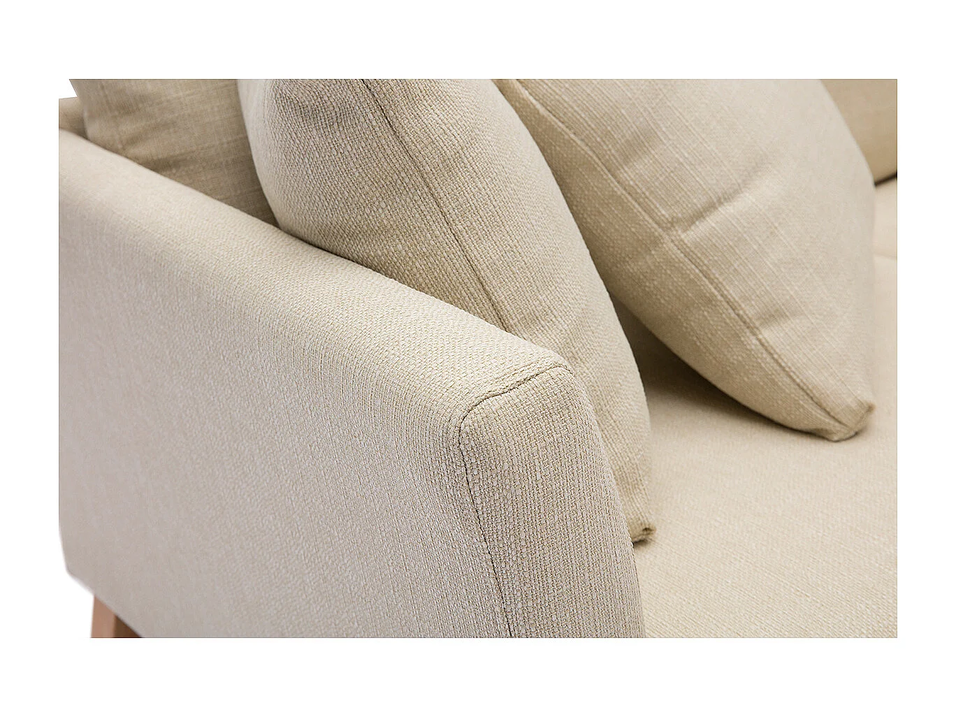 Divano scandinavo 2 posti beige e piedi in legno chiaro OSLO