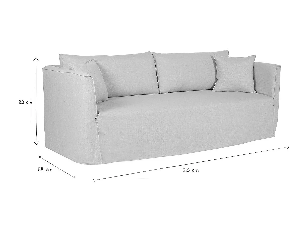 Sofá 4-5 plazas desenfundable de tejido beige ADELE