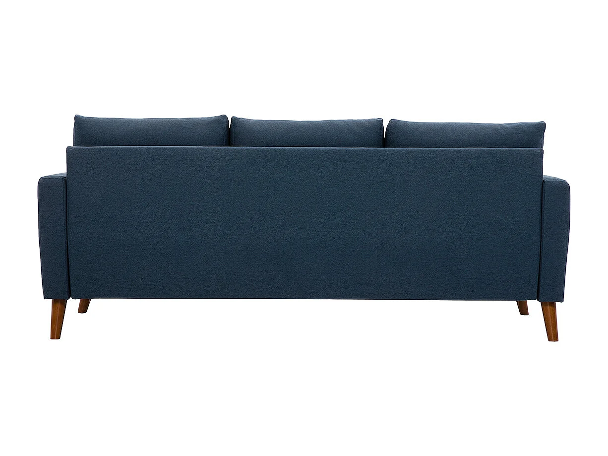 Divano 3-4 posti in tessuto blu scuro e legno scuro MUNIK