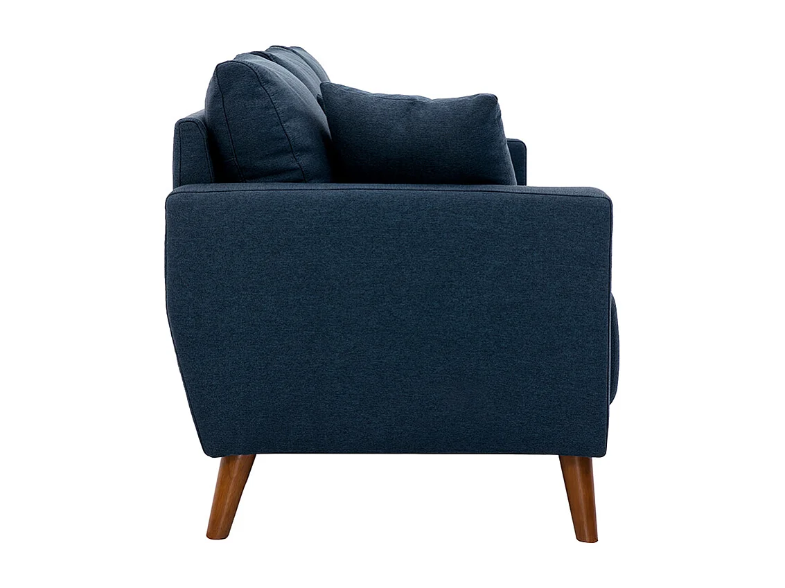 Divano 3-4 posti in tessuto blu scuro e legno scuro MUNIK