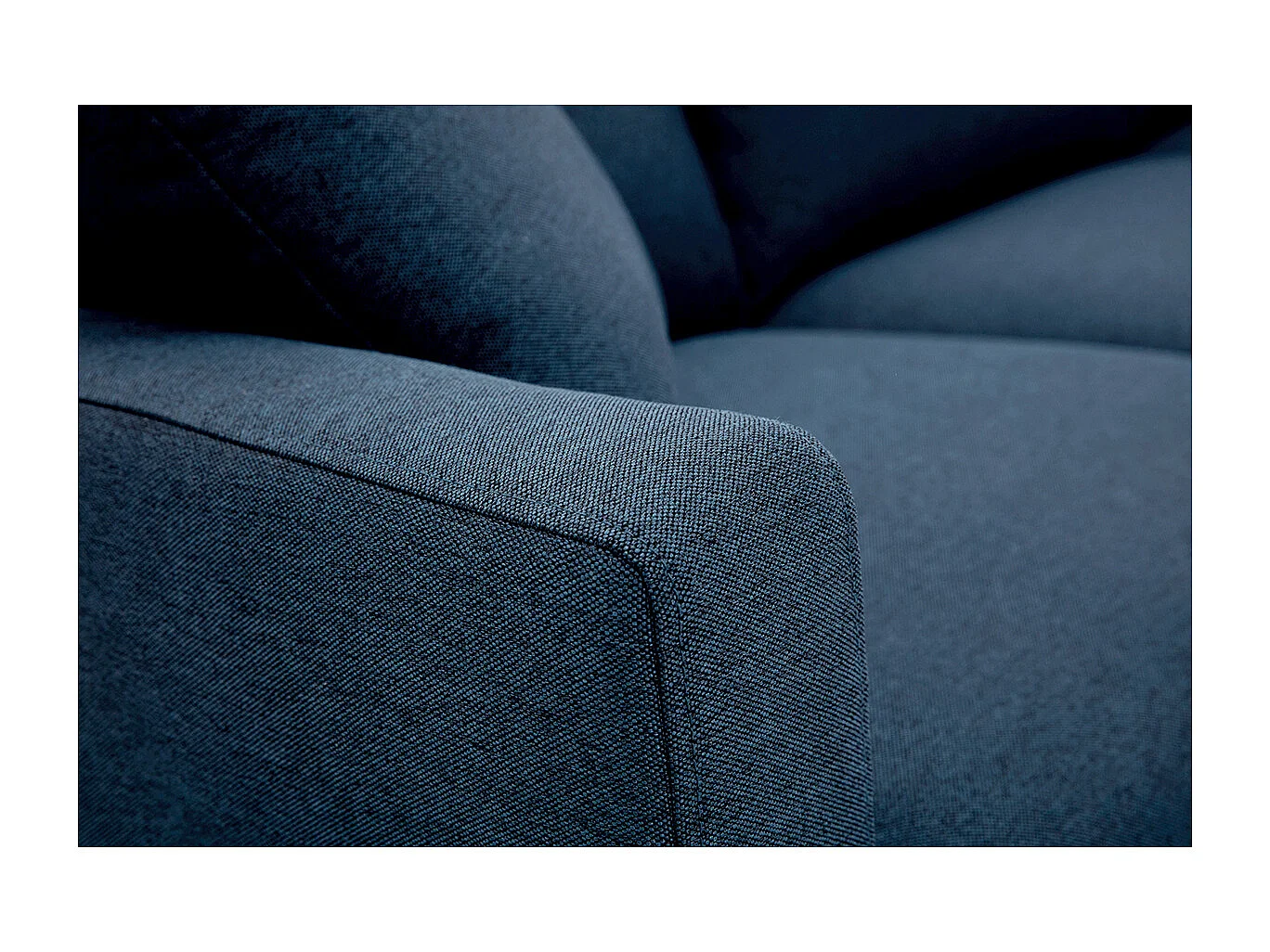 Divano 3-4 posti in tessuto blu scuro e legno scuro MUNIK