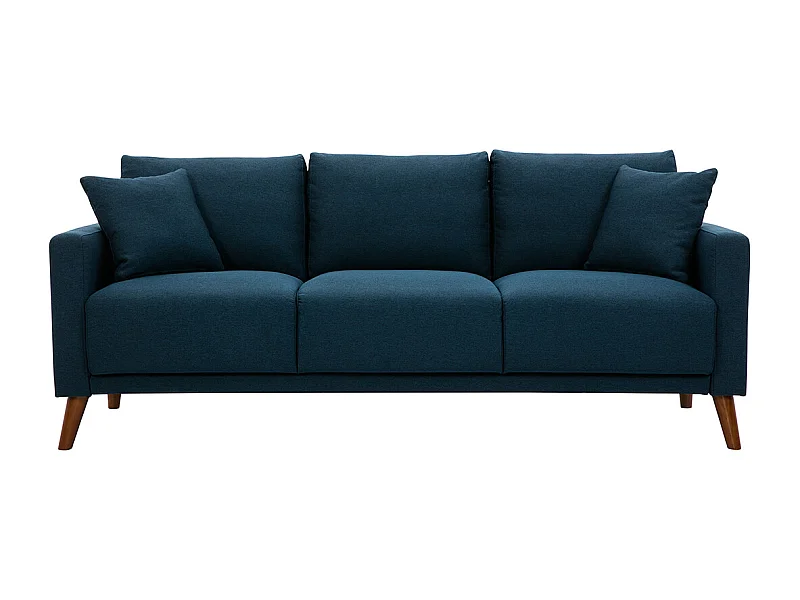 Divano 3-4 posti in tessuto blu scuro e legno scuro MUNIK