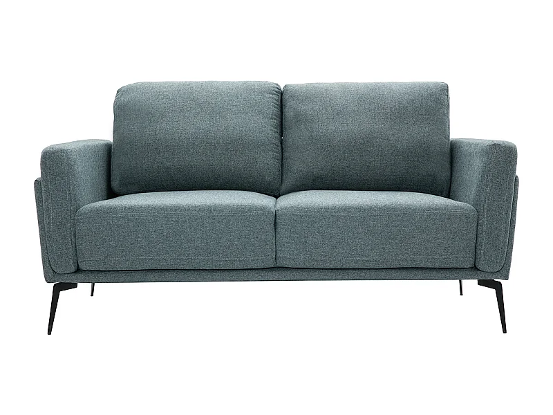 Divano design 2 posti in tessuto effetto velluto testurizzato grigio-verde e metallo nero MOSCO