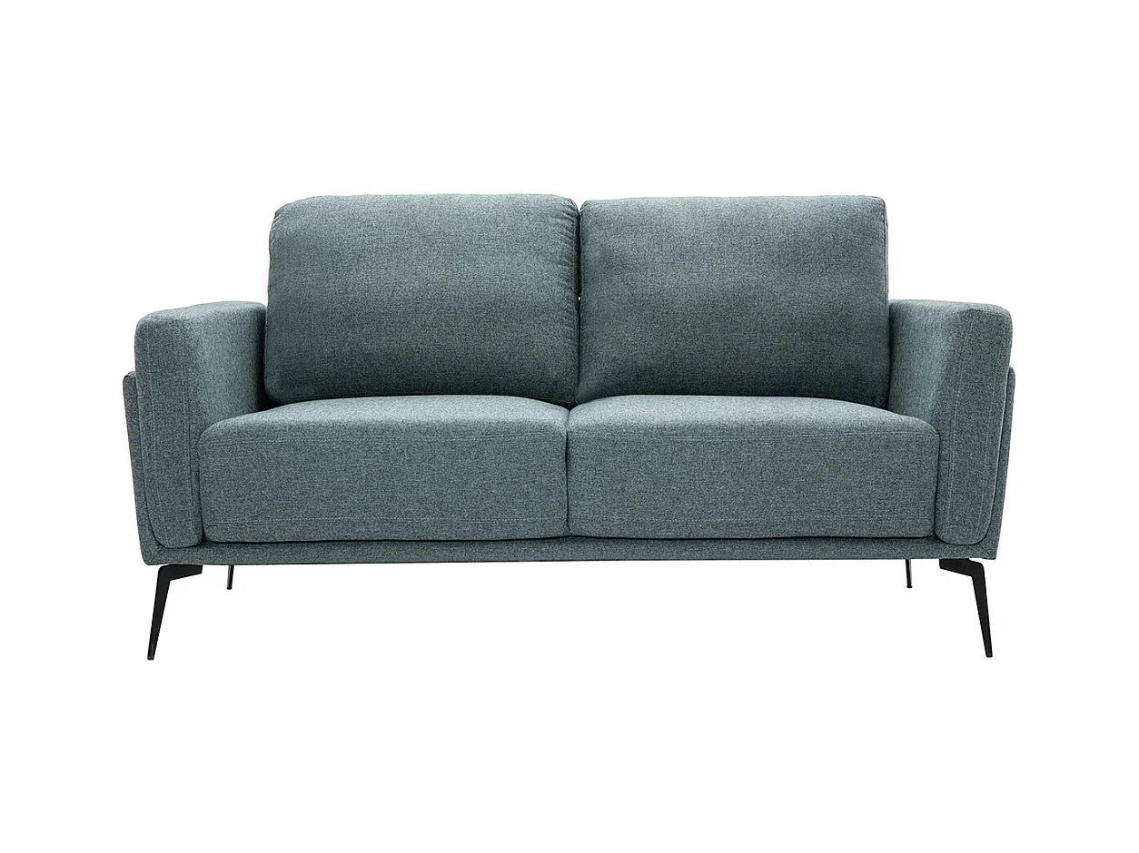 Canapé design 2 places en tissu vert de gris et métal noir MOSCO